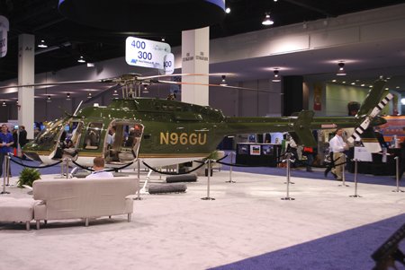 Harrison Ford's Bell 407GX helicopter on display at Heli-Expo 2014.